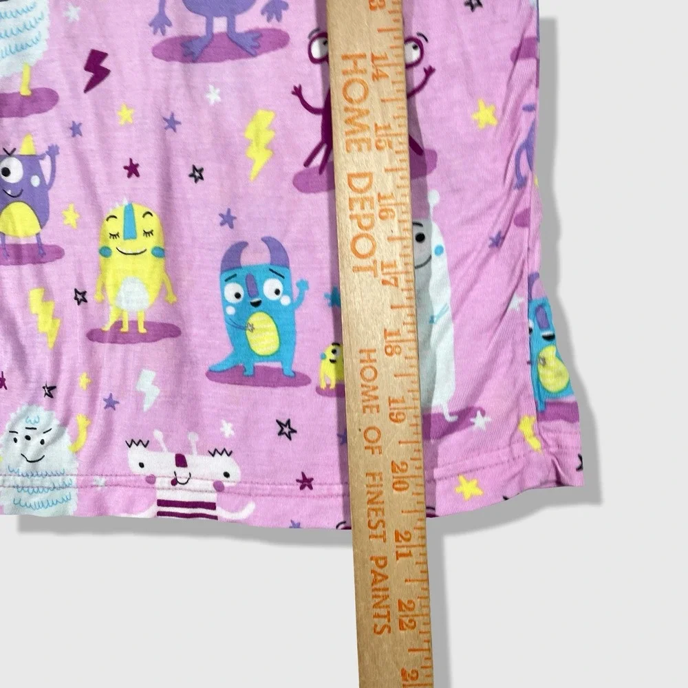 Little Sleepies Pajama Set Kids 5/6 Pink Monster Bamboo Viscose Sleepwear